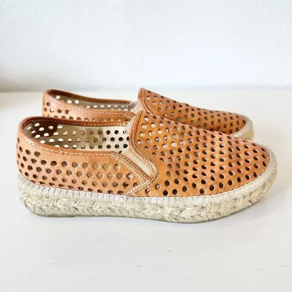 $225 Loeffler Randall Rowan Perforated Espadrille Flat Sand Size 38 - Picture 6 of 7